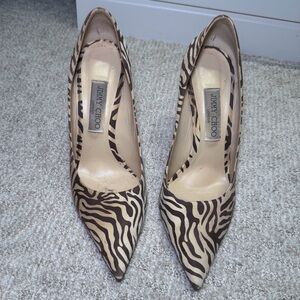 Jimmy Choo Black and Cream Zebra Heels